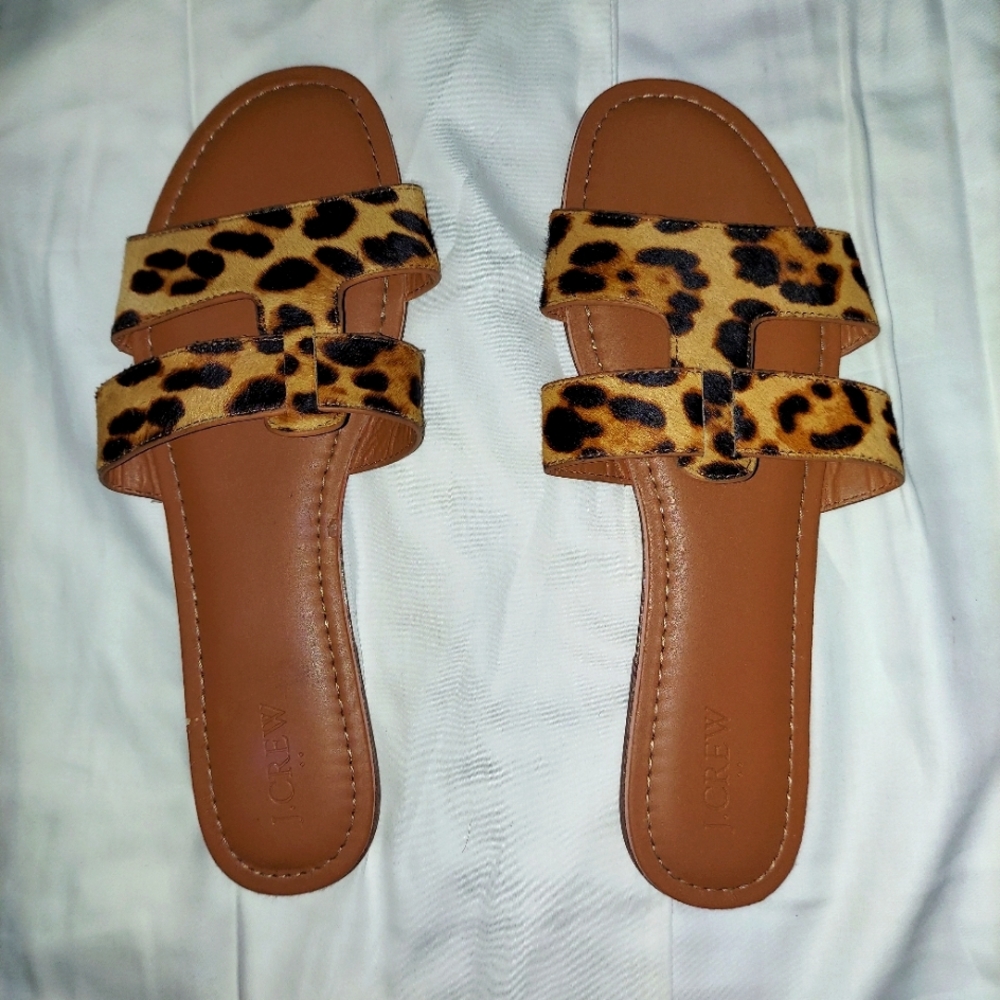 J.CREW CALF HAIR SLIPPERS SZ.11